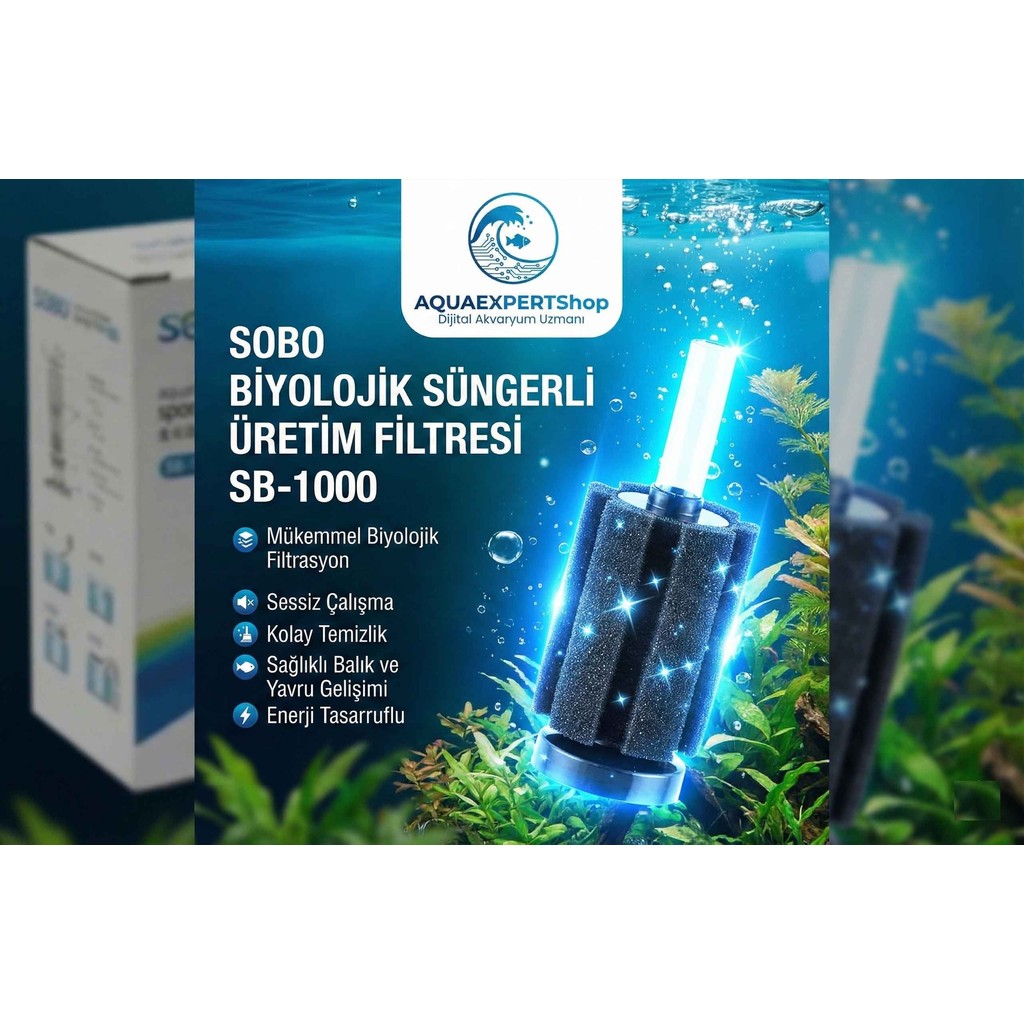 Sobo Biyolojik Süngerli Üretim Filtresi - Temizlik Filtresi - Uzun Boy SB-1000 - Siyah Diğer Fiyatı