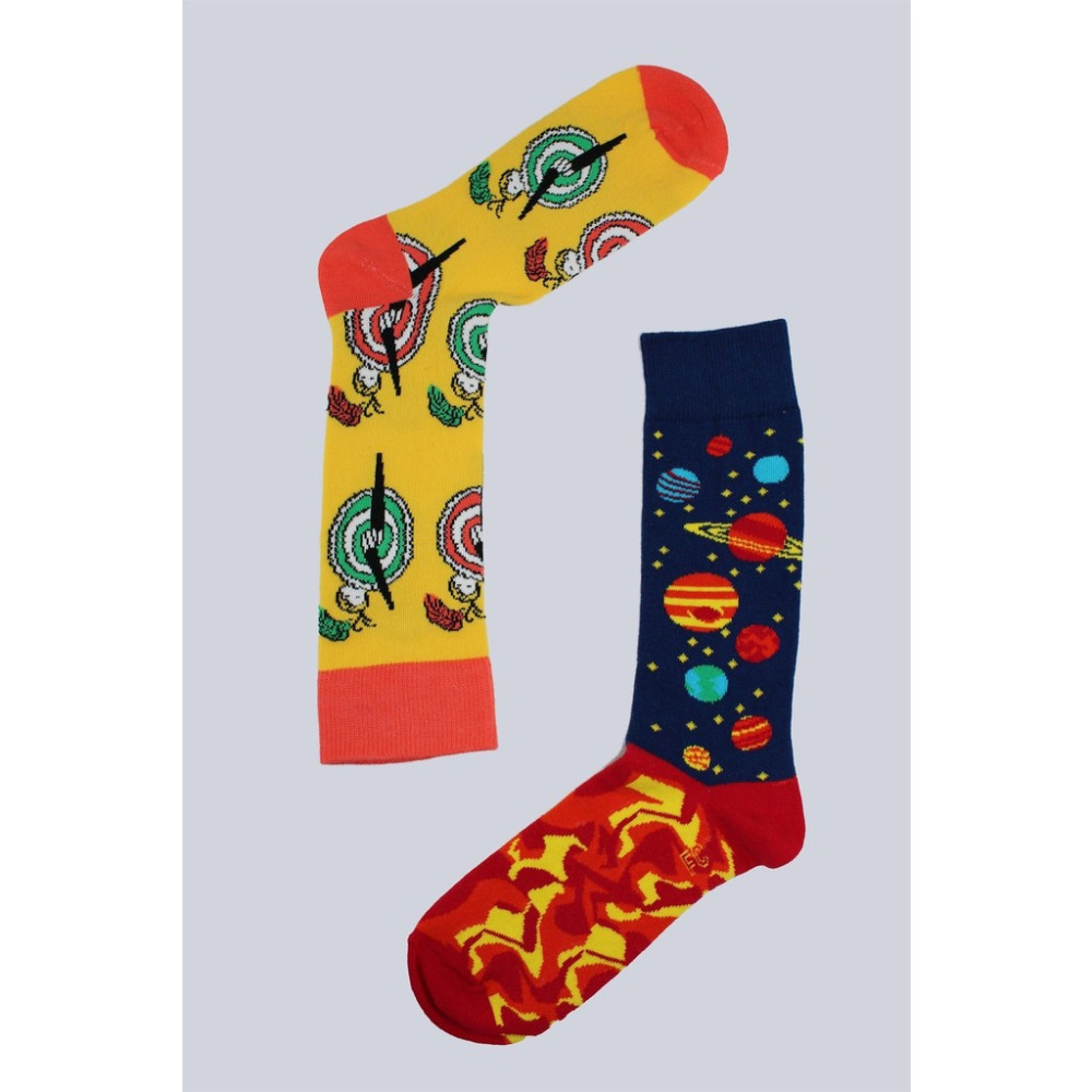 Socks Art Erkek 2'li Karışık Desenli Neşeli Soket Çorap Soket Çorap Fiyatı
