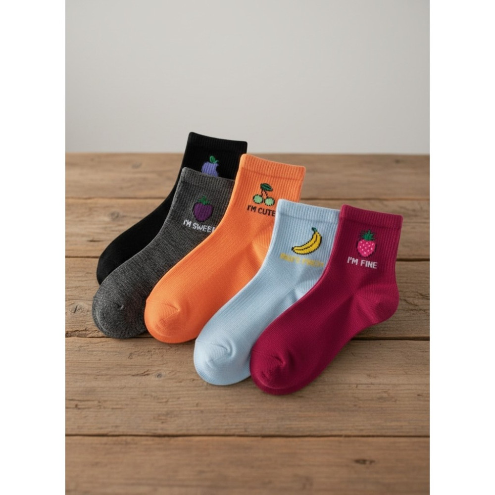 Sockshion Bayan Meyve Desenli Yarım Patik Çorap Seti 5 Çift Soket Çorap Fiyatı
