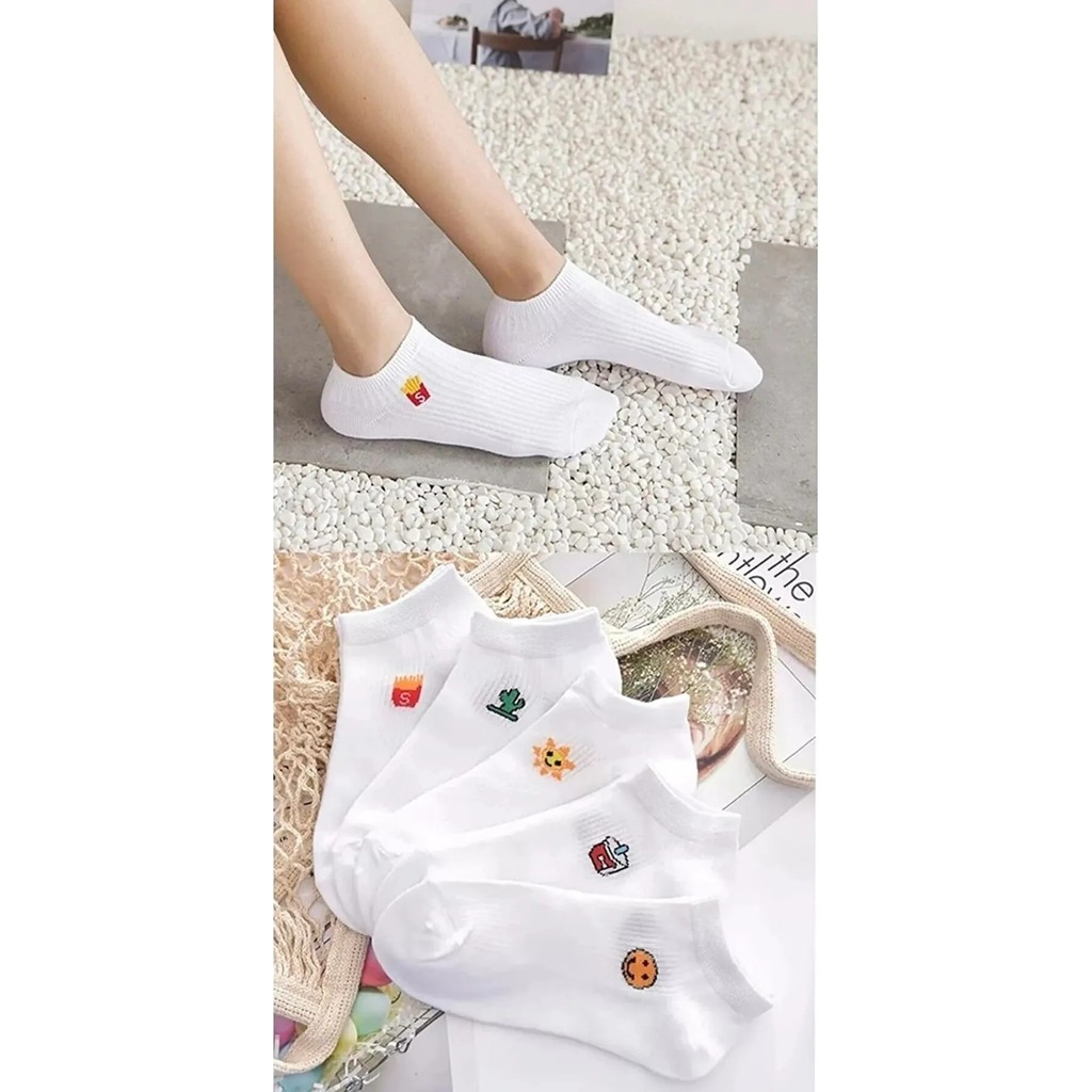 Sockshion Kadın Beyaz Eğlenceli Desenli Patik Çorap Seti 5 Çift Diğer Fiyatı