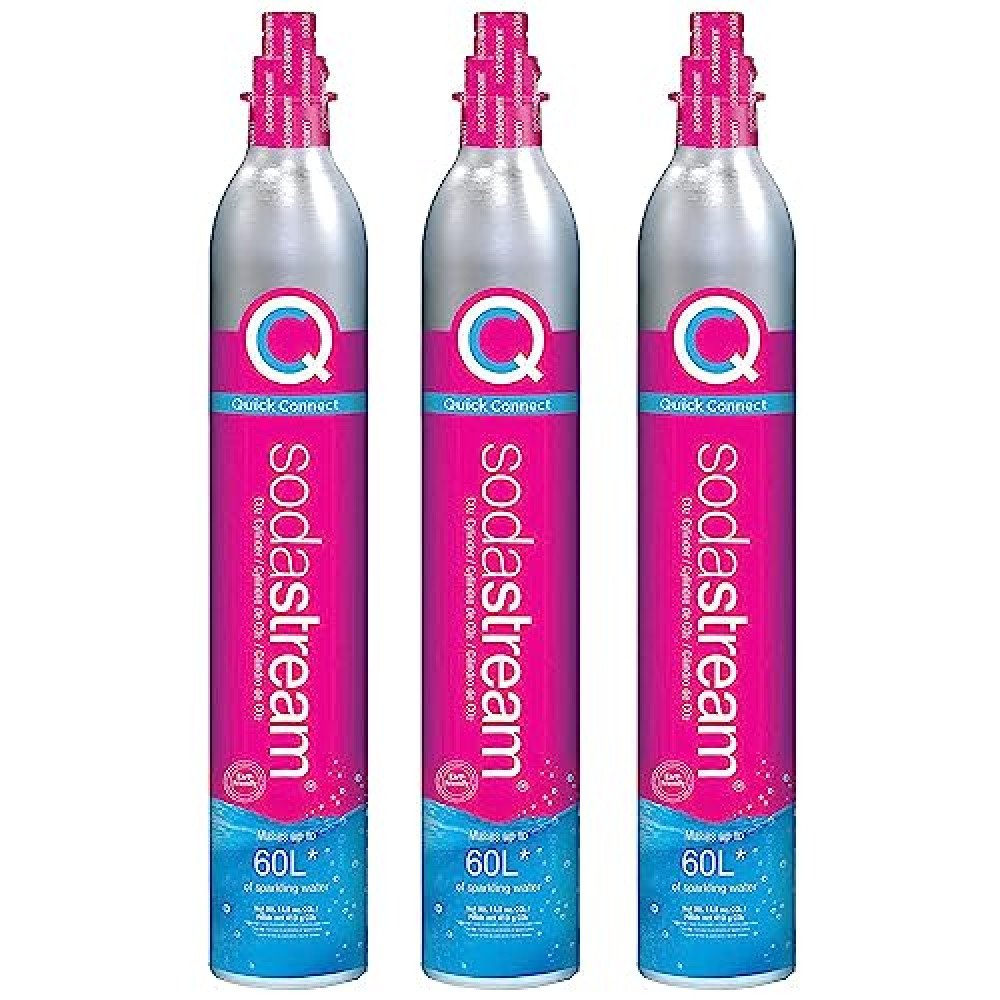 SodaStream CO2 Gas Carbonation Bundle | 3x 60L QuickConnect Cylinders, Pink CQC System - Never run out of CO2 Again - Compatible with Terra, ART, Aqua Fizz, E-Terra, E-DUO, Enso and Gaia
