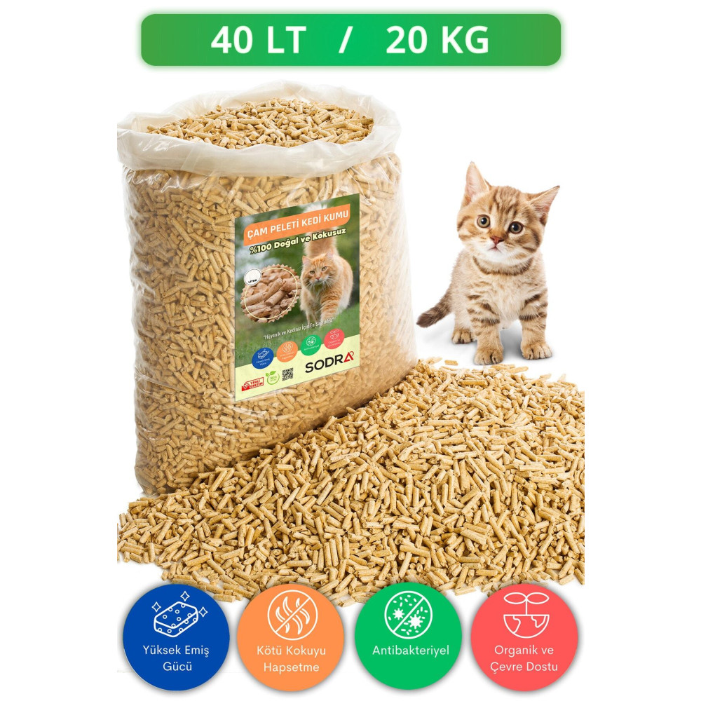 Sodra Kedi Kumu %100 Organik Çam Kokulu Pelet 6mm 40lt (20kg) Evcil Hayvan Ürünleri Fiyatı