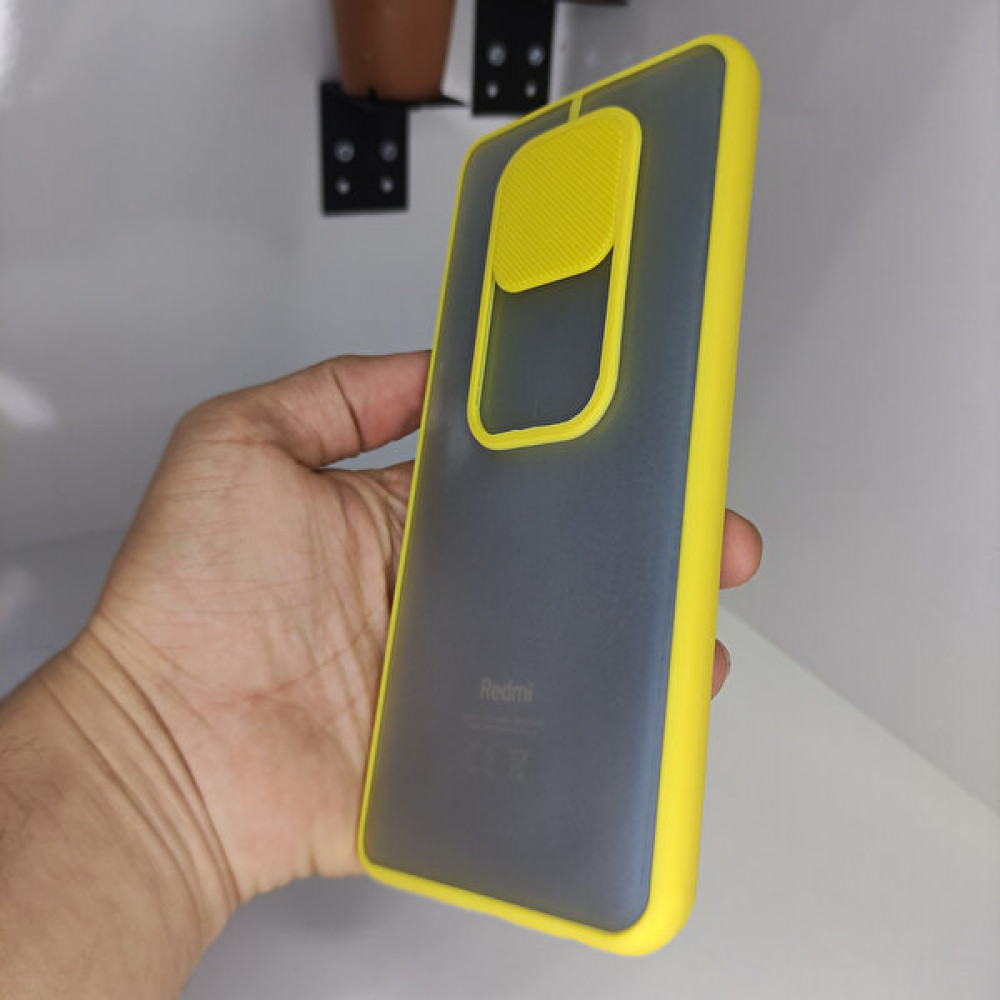 Soffany Redmi Note 9 Pro Kamera Kızaklı Kılıf - Açık Sarı Cep Telefonu Kılıfı Fiyatı