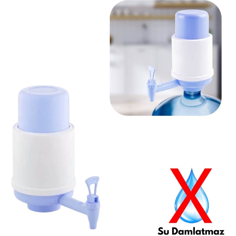 Sofra Mutfak Gereçleri Plastik Damacana Pompası - Musluklu, Su Damlatmaz, Hijyenik, Standart Ebat, Mavi-Beyaz Diğer Fiyatı
