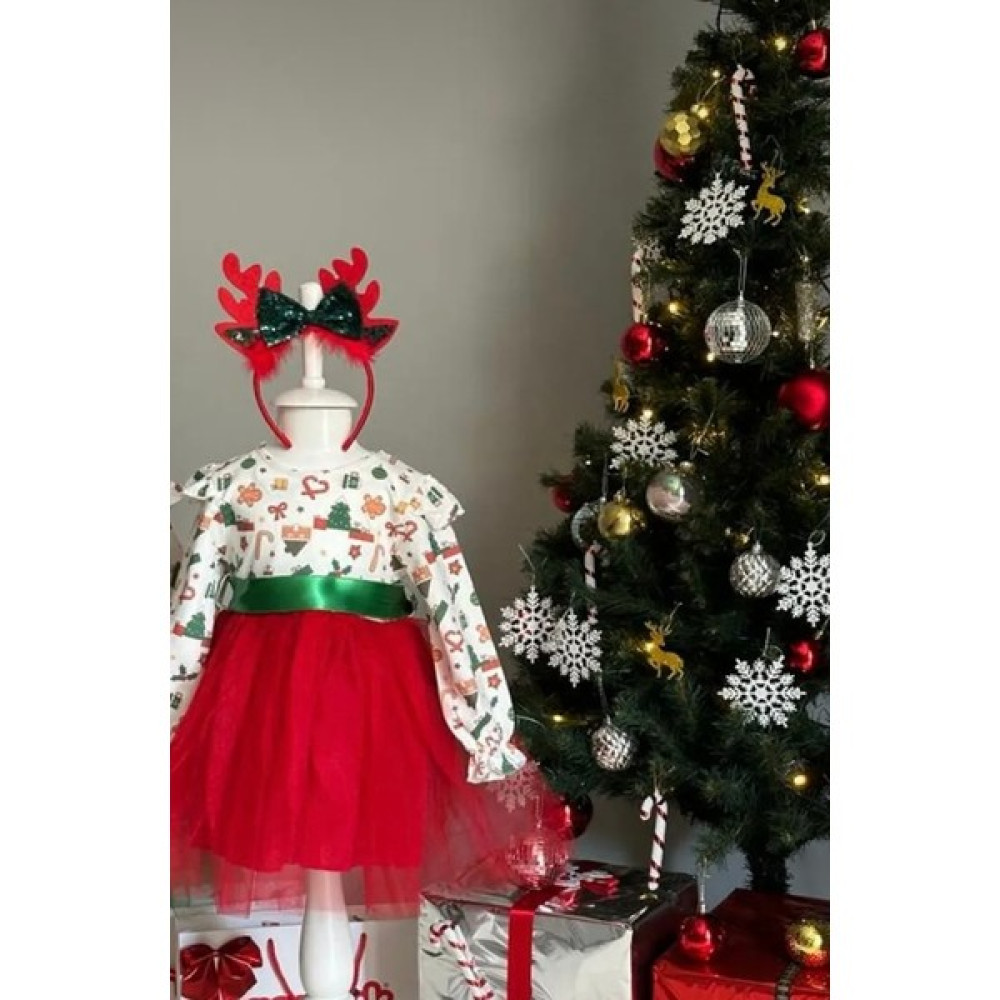 Soft and Baby Kız Çocuk Yeni Yıl Elbise Saten Kuşaklı Tüllü Yılbaşı Elbise Taç Hediyeli Kız Çocuk Elbise Fiyatı