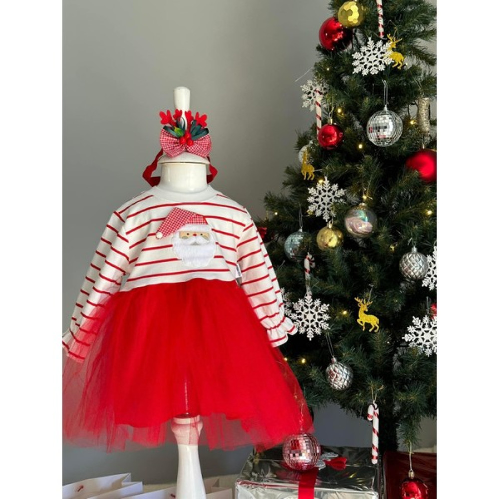 Soft and Baby Kız Çocuk Yeni Yıl Noel Baba Tüllü Yılbaşı Elbise Taç Hediyeli Kız Çocuk Elbise Fiyatı