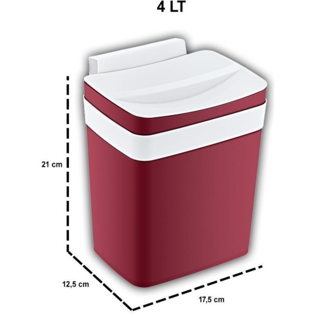 Soft Askılı Çöp Kovası 4 Litre - 5 lt - Kırmızı Eşya Saklama / Düzenleme Fiyatı