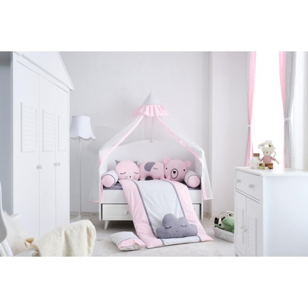 Soft Baby Stars Pink Beşik Uyku Seti - Pembe - 80 x 130 cm Bebek Uyku Seti Fiyatı