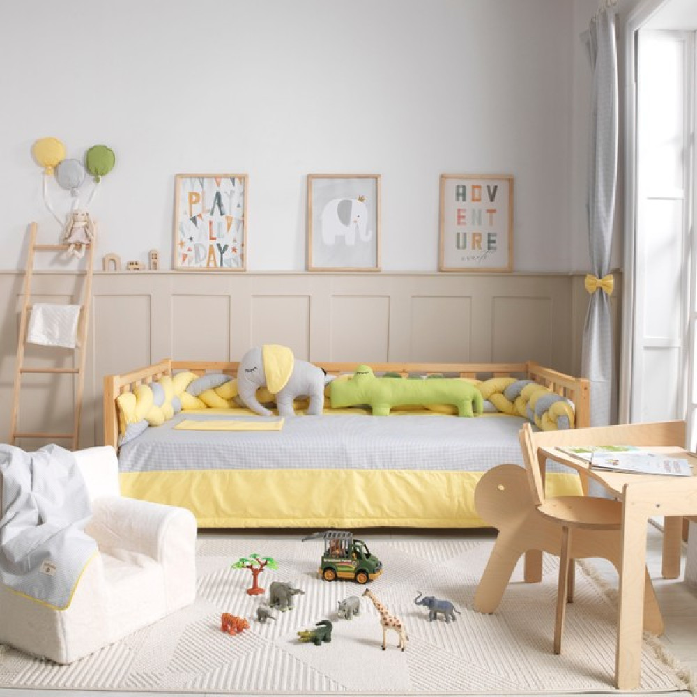 Soft Baby Stella Eko Sarı Örgü Montessori Uyku Seti - Sarı - Gri - 90x190 Bebek-Çocuk Odası Fiyatı