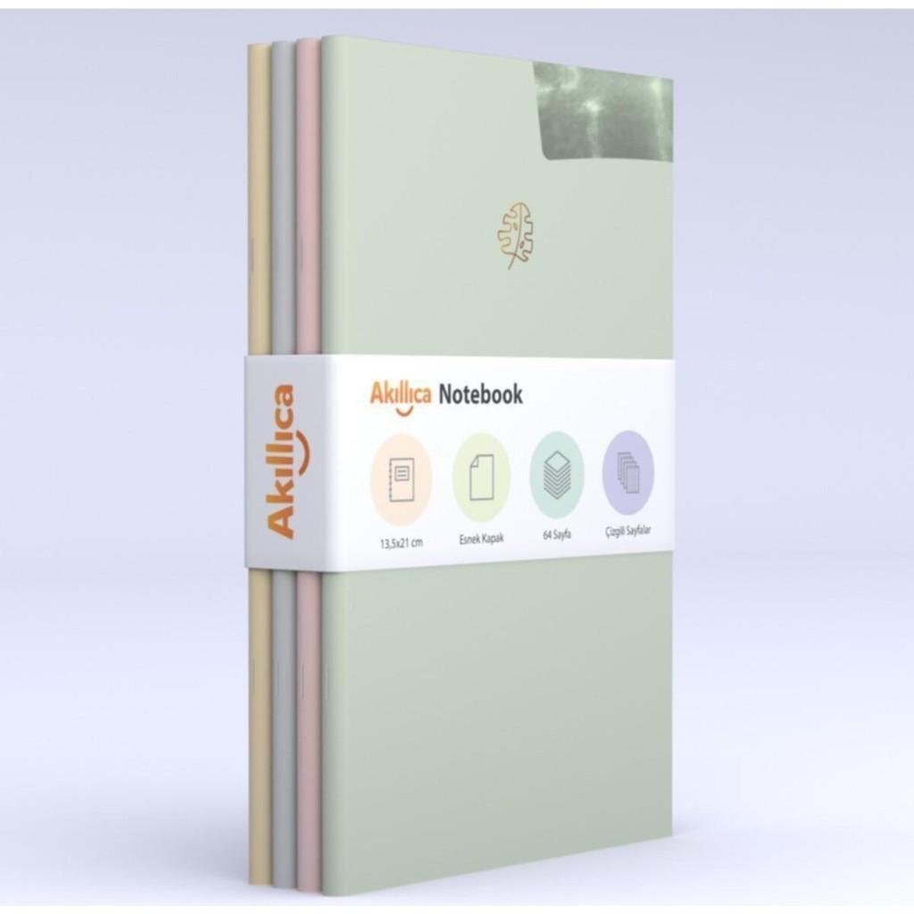 Soft Çizgili 4'lü 13X20 Defter Seti - Renkli - tek - 13*20 Defter & Kağıt Ürünleri Fiyatı