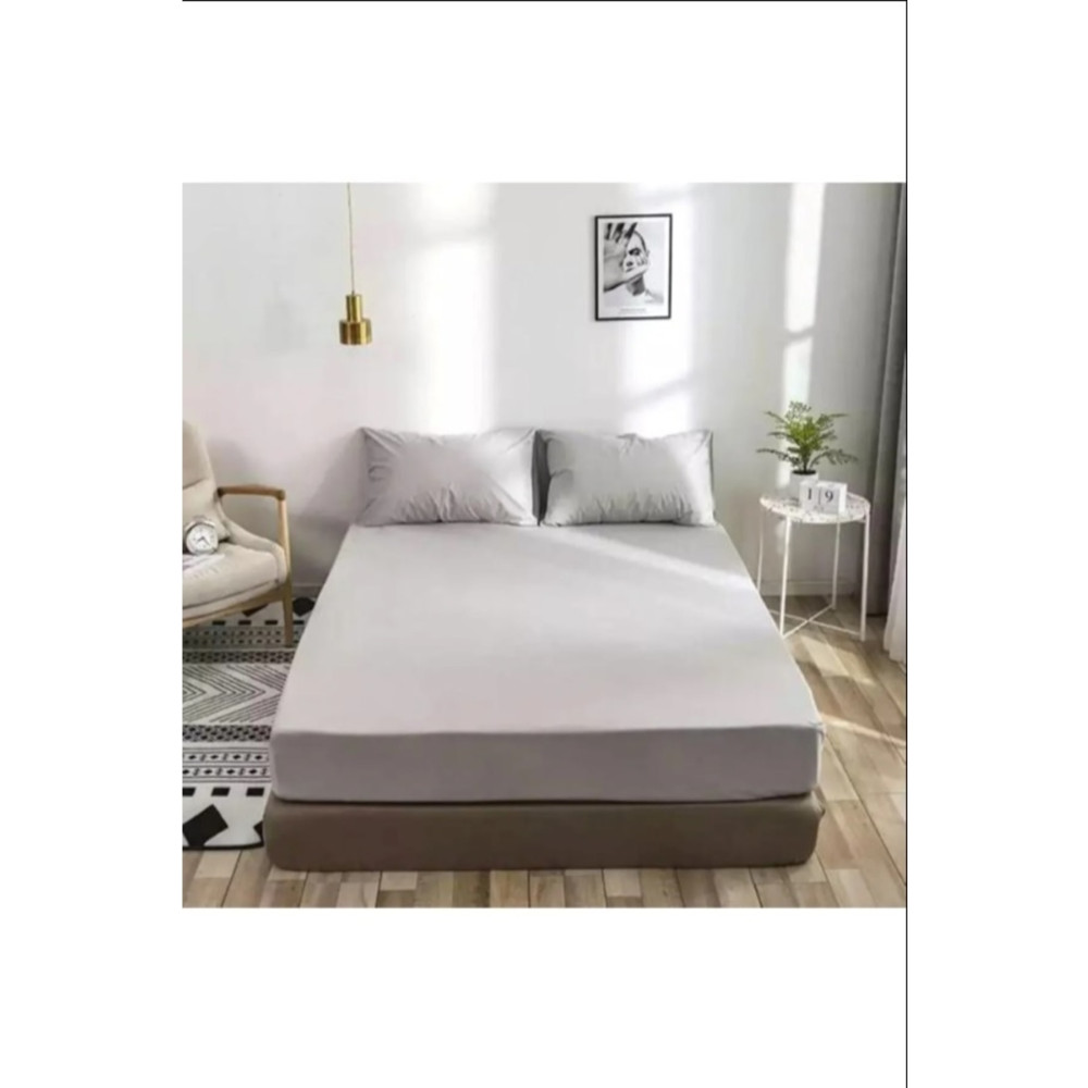 Soft Colours Açık Gri Çift Kişilik Lastikli Çarşaf + 2 Adet Yastık Kılıfı 160x200 160 x 200 Beden Çarşaf Fiyatı
