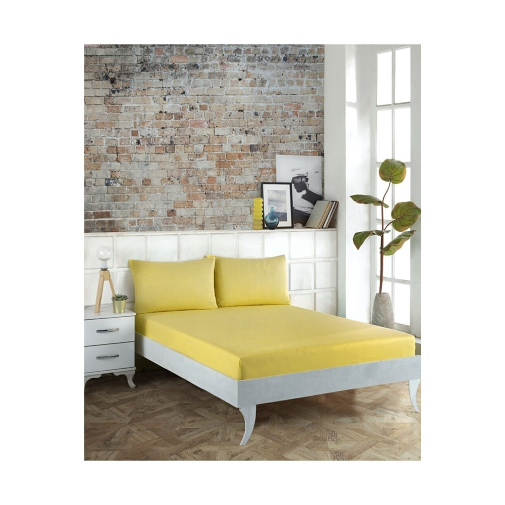 Soft Colours Çift Kişilik Lastikli Çarşaf + 2 Adet Yastık Kılıfı 160x200 Sarı 160 x 200 Beden Çarşaf Fiyatı