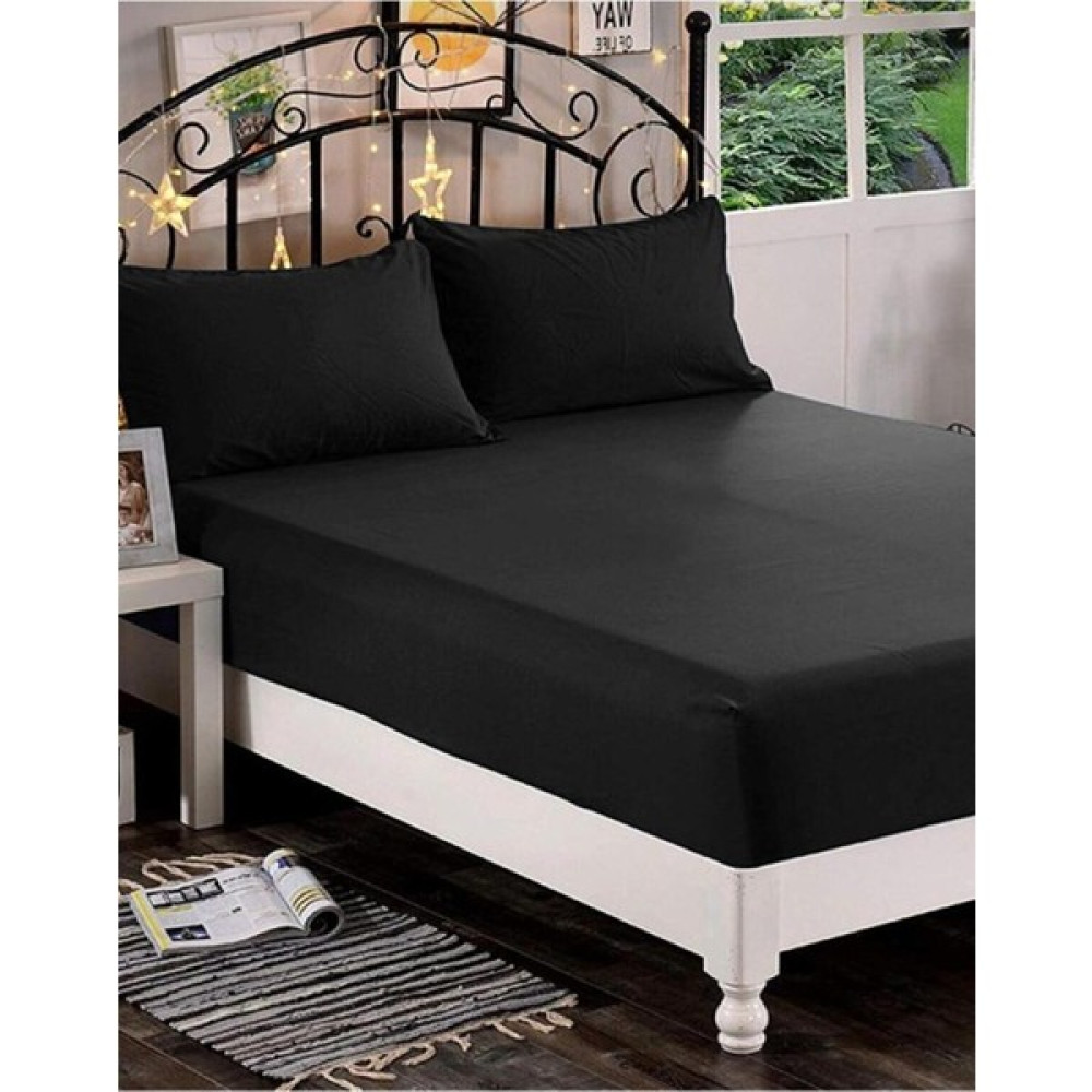 Soft Colours Ranforce Çift Kişilik Lastikli Çarşaf + 2 Adet Yastık Kılıfı 160X200 Tüm Renkler - 160 x 200 cm - Siyah Çarşaf Fiyatı