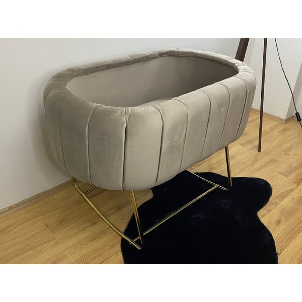 Soft Home Anne Yanı Lüks Sallanır Cappuccino Kumaş Gold Ayak Beşik Yan Ayak Beşik Fiyatı
