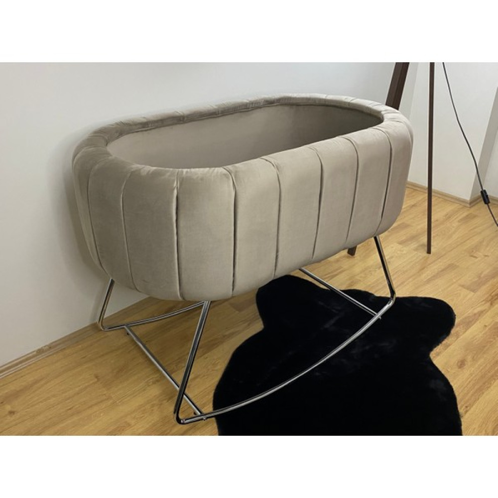 Soft Home Anne Yanı Lüks Sallanır Cappuccino Kumaş Gümüş Ayak Beşik Beşik Fiyatı