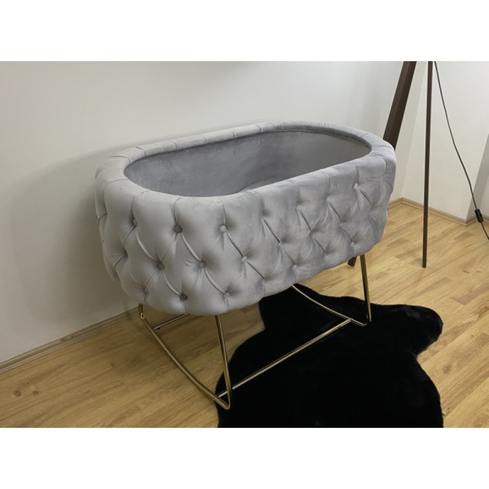 Soft Home Anne Yanı Lüks Sallanır Gri Kumaş Gold Ayak Beşik Yan Ayak Beşik Fiyatı
