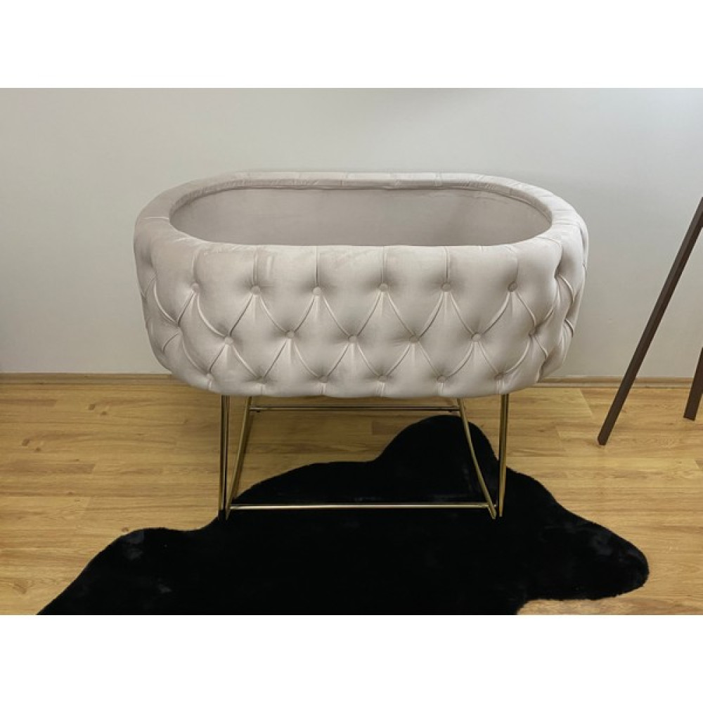 Soft Home Anne Yanı Lüks Sallanır Krem Kumaş Gold Ayak Beşik Yan Ayak Beşik Fiyatı