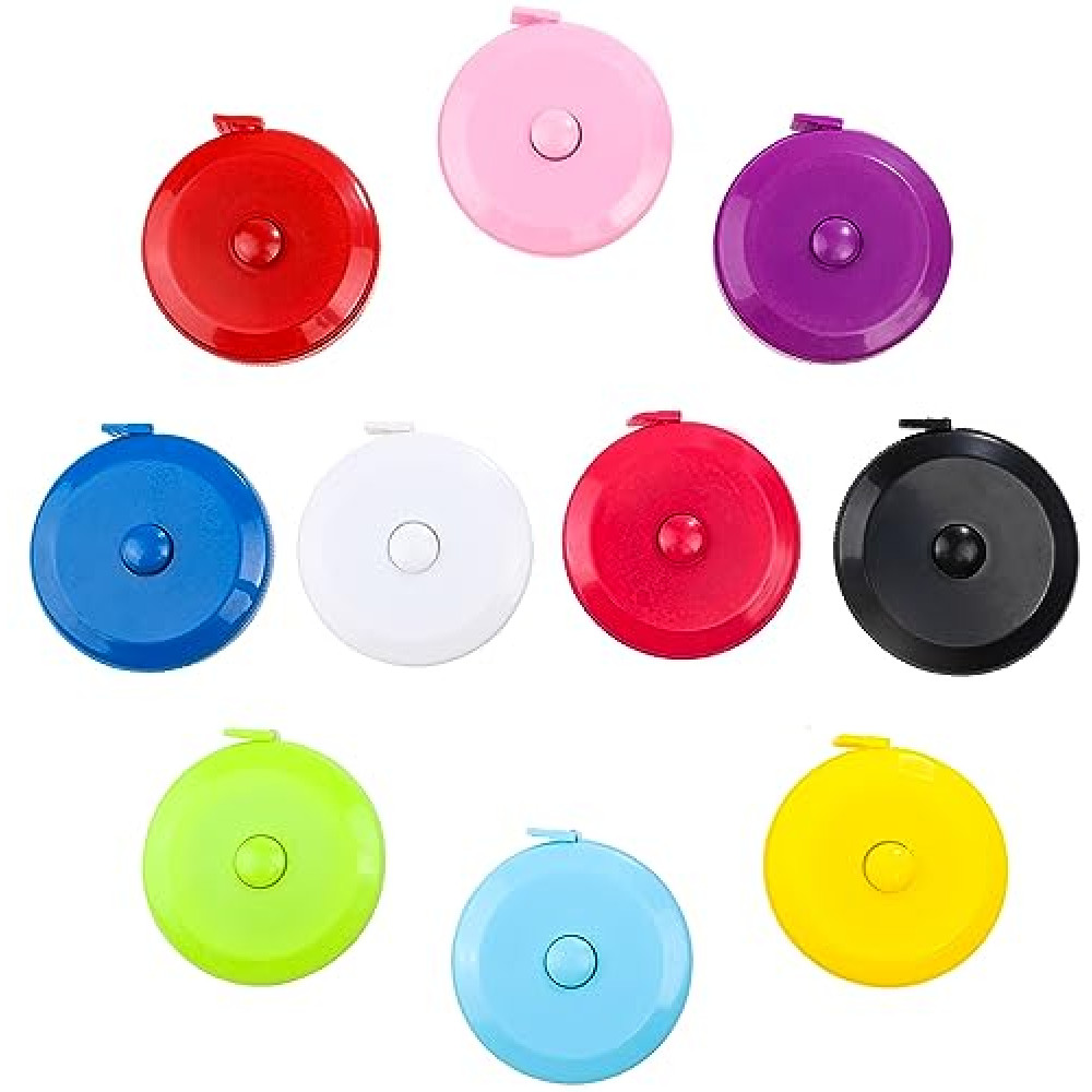 Soft Tape Measure,10 Pack Measuring Tape for Body Measurements Retractable,60-inch 1.5 Meter, Small Push Button Dual Sided Tape Measure Body Measuring (10)