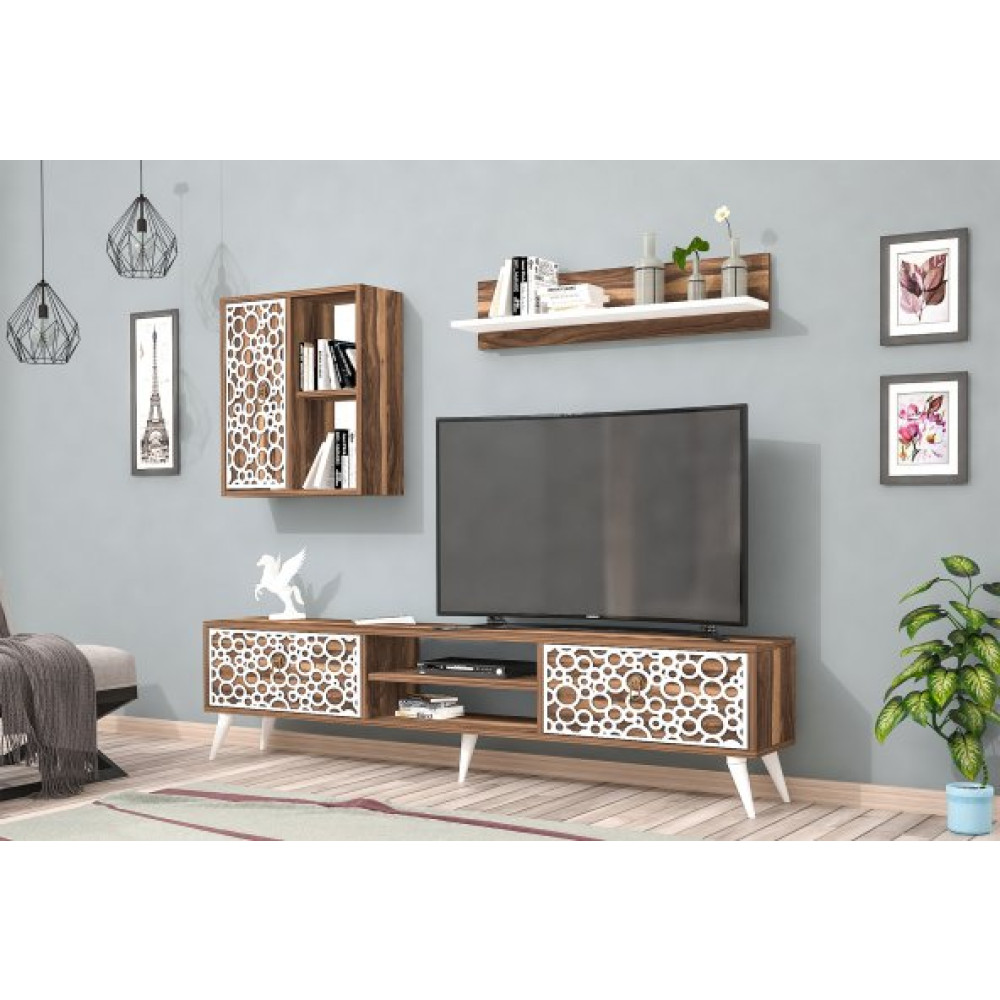 Soft Tv Tv Unitesi Ceviz Beyaz Tv Ünitesi / Sehpası Fiyatı
