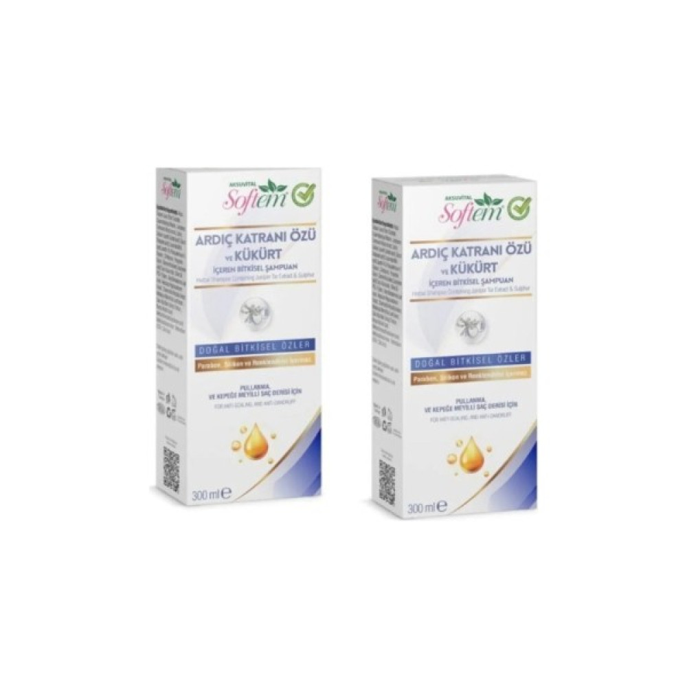 Softem Ardıç Katranı Özü ve Kükürt Bitkisel Şampuan 300 ml x 2 Adet Şampuan ve Saç Kremi Fiyatı