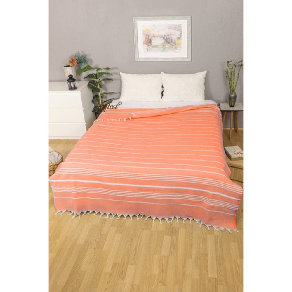 Softest 200x240 Cm Sultan Çift Kişilik Pike, Yatak Örtüsü, Koltuk Örtüsü - Turuncu Pike & Pike Takımı Fiyatı