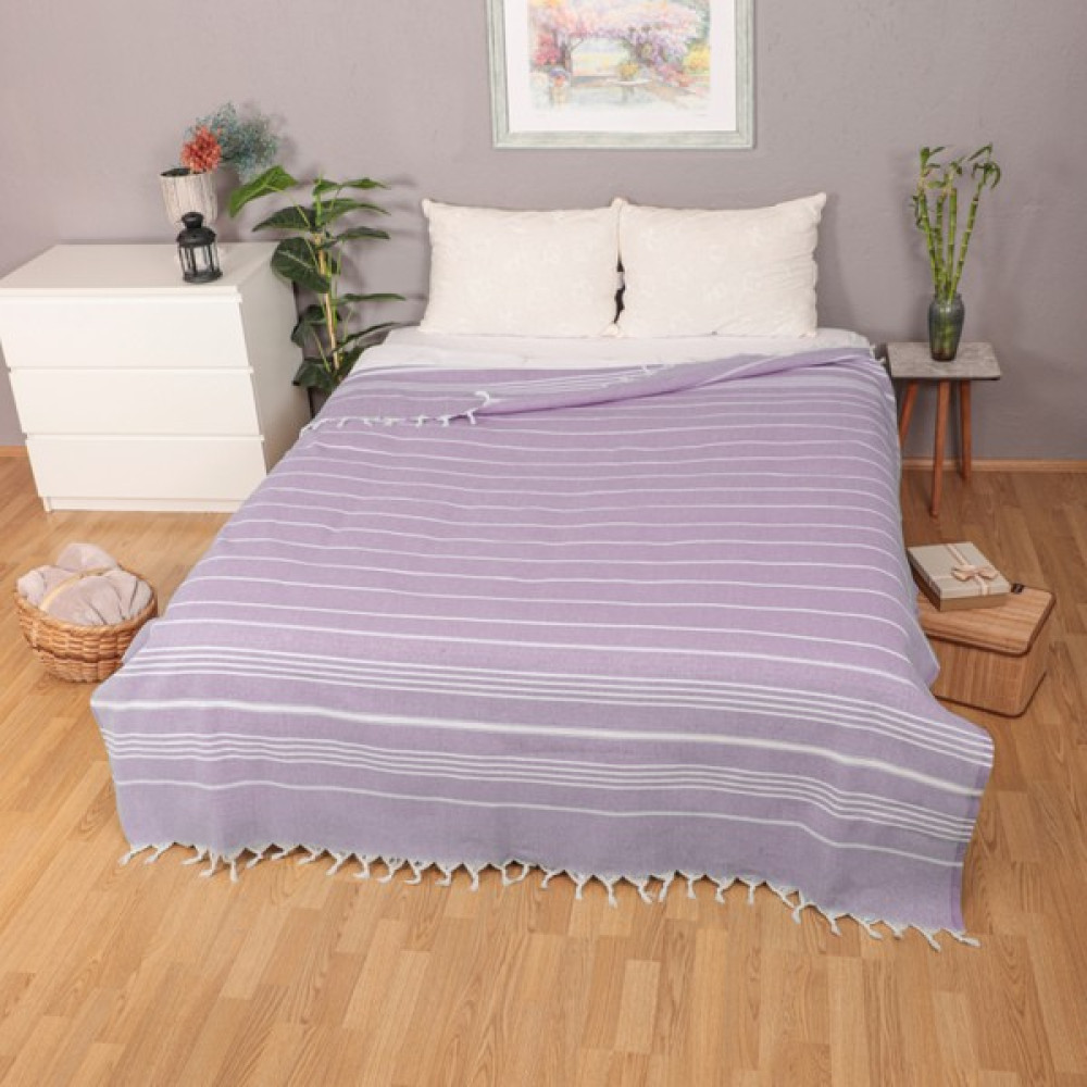 Softest 200X240 cm Sultan Çift Kişilik Saçaklı Pike, Yatak Örtüsü, Koltuk Örtüsü, Peştemal Pike - Lila Pike & Pike Takımı Fiyatı