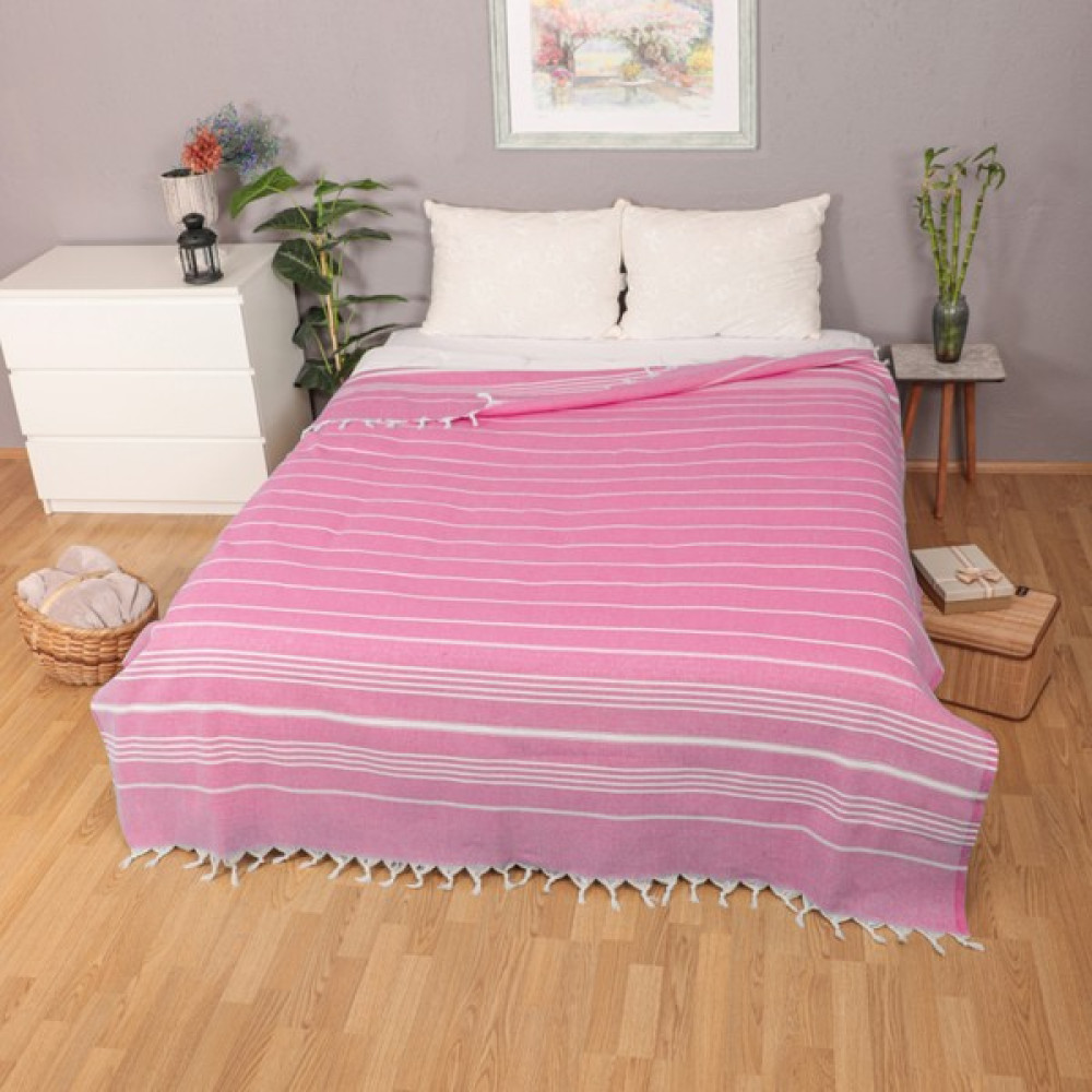 Softest 200X240 cm Sultan Çift Kişilik Saçaklı Pike, Yatak Örtüsü, Koltuk Örtüsü, Peştemal Pike - Pembe Pike & Pike Takımı Fiyatı