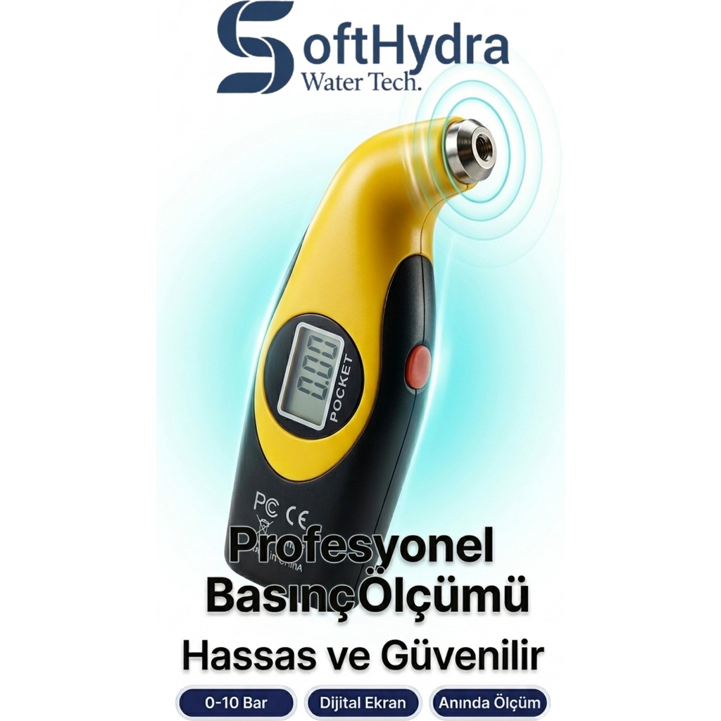 Softhydra Dijital Basınç Ölçer Manometre 0-10 Bar – Lastik, Su Arıtma Tankı ve Kompresör Uyumlu - Sarı - Siyah Hava Kompresörü Fiyatı