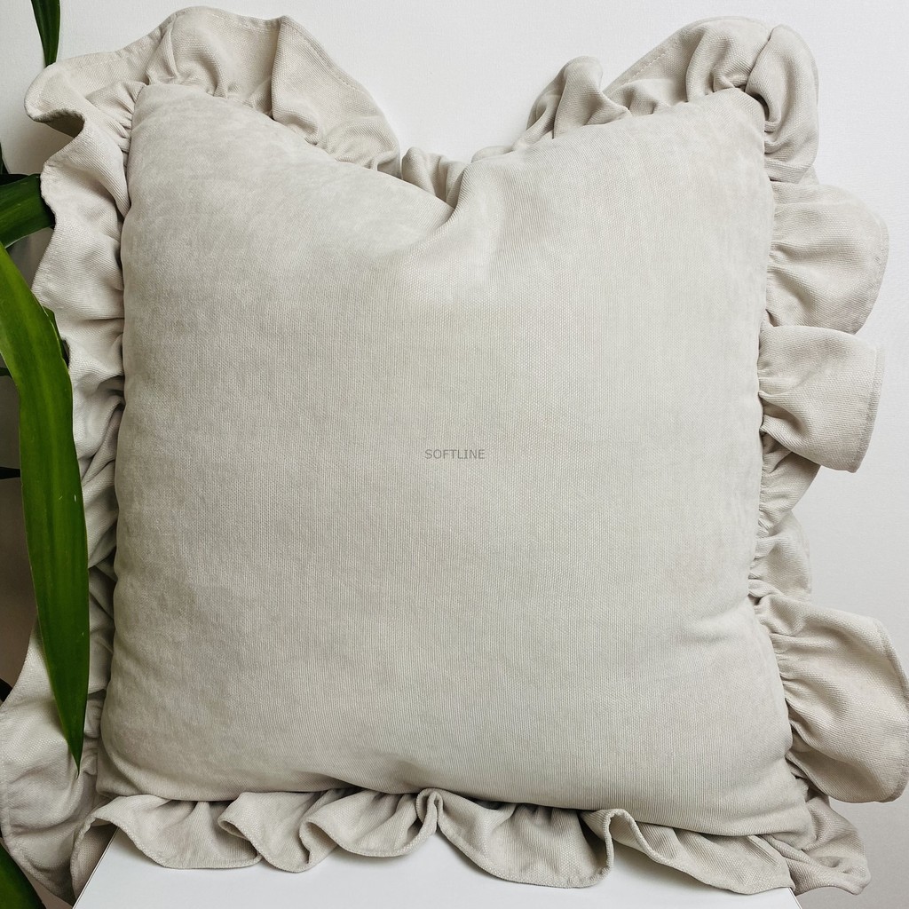 Softline Fırfır Detaylı Kırlent Kılıfı - 40 x 40 cm - Koyu Taş Diğer Fiyatı