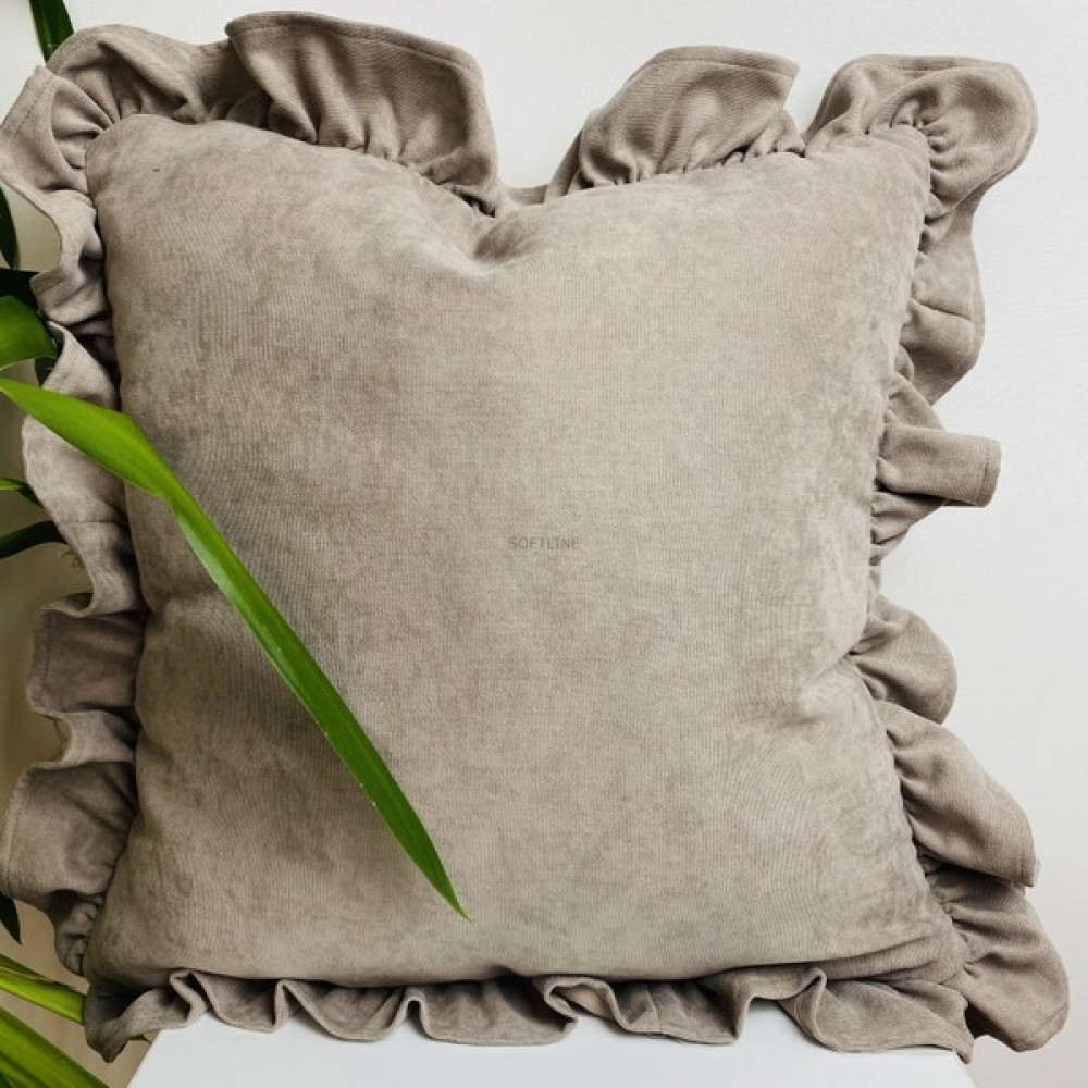 Softline Kum Rengi Fırfırlı Kırlent Kılıfı - 40 x 40 cm - Kumtaşı Kırlent / Mobilya Yastığı Fiyatı