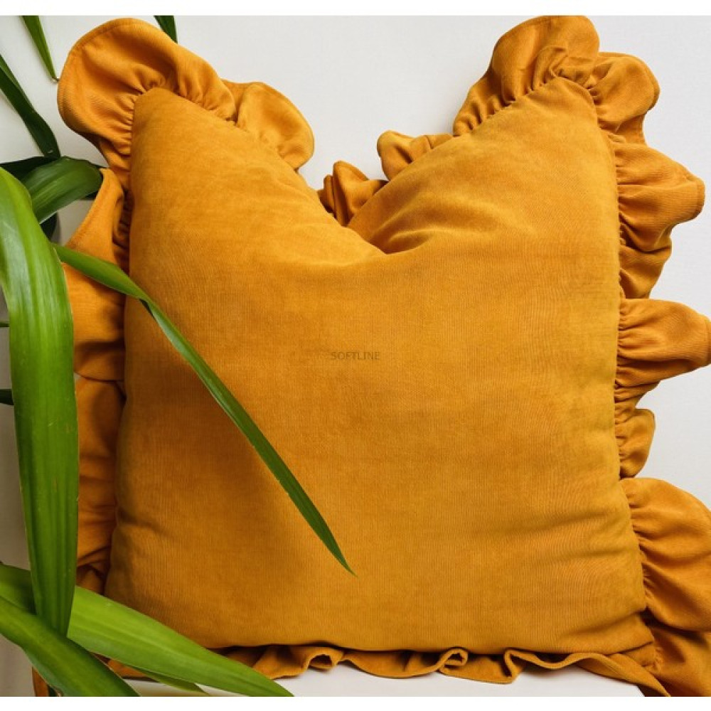 Softline Turuncu Fırfır Detaylı Kırlent Kılıfı - 40 x 40 cm Kırlent / Mobilya Yastığı Fiyatı