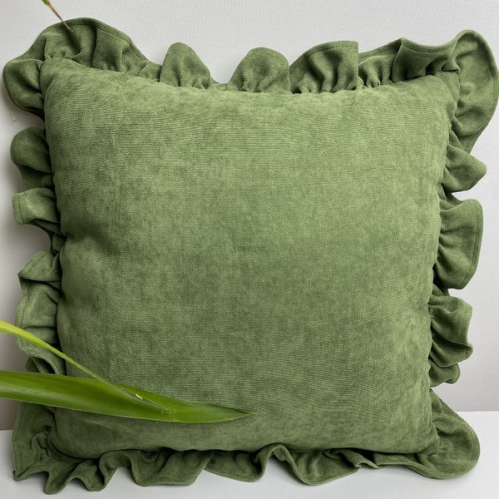 Softline Yeşil Fırfırlı Kırlent Kılıfı - 40 x 40 cm Kırlent / Mobilya Yastığı Fiyatı