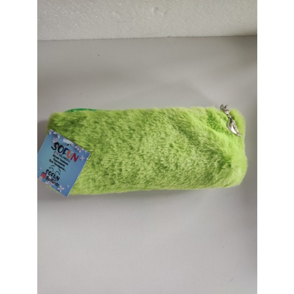 Sofun Fıstık Yeşili Peluş Kalemlik Makyaj Cantası 20 x 10 cm Kalemlik (Kalem Kutusu) Fiyatı