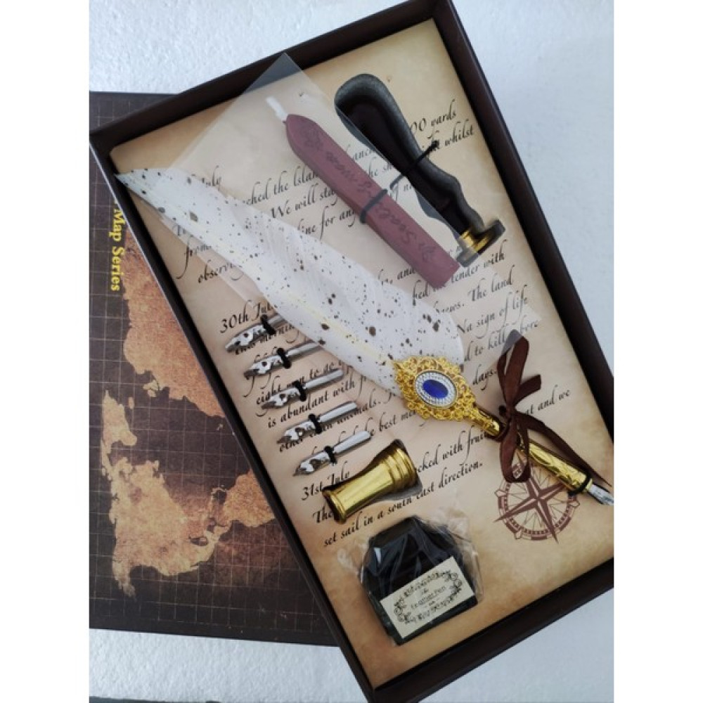 Sofun Retro Tüylü Divit Kalem Seti Özel Kutulu Divit Kalem Mürekkep Hokka Dolma Kalem Seti - Beyaz Tükenmez Kalem Fiyatı