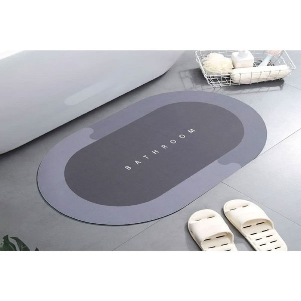 Sogex Banyo Paspası Süper Su Emici Kaymaz Tabanlı Paspas Banyo Paspası Oval Diatomit Paspas Süper Emici Paspas Oval (60X39CM) - Gri Klozet Takımı Fiyatı