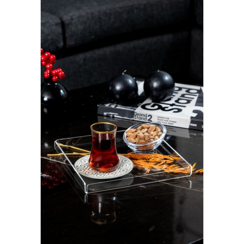 Sogo Şeffaf Akrilik Tepsi Kahve-Sunum Tepsisi 22X22 cm 3 mm Servis Tepsisi Fiyatı