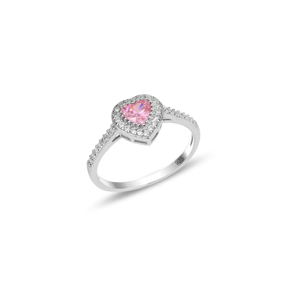 Söğütlü Silver Gümüş Rodyumlu Pırlanta Modeli Pembe Taşlı Kalp Yüzük 11 Beden Gümüş Yüzük Fiyatı
