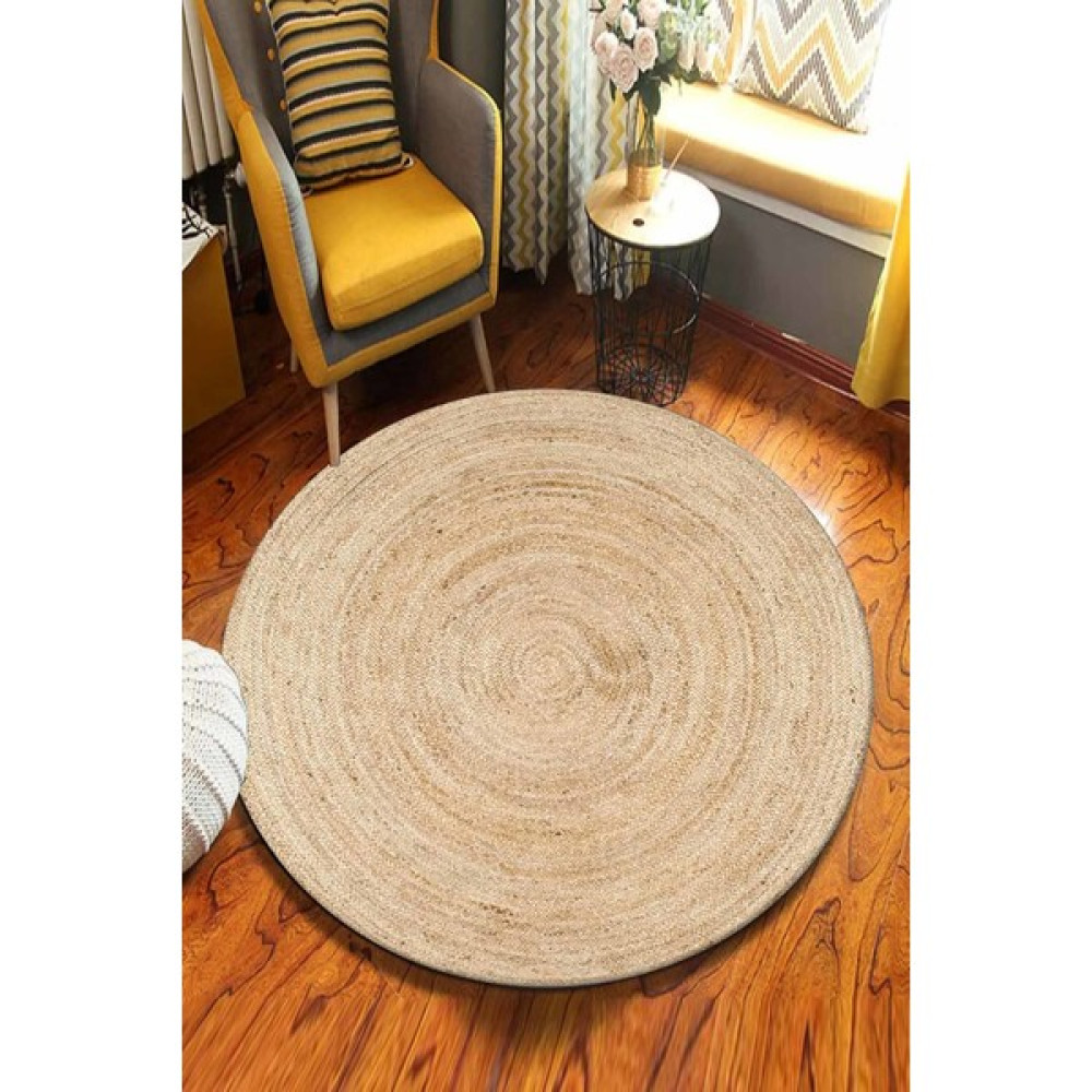 Soho Halı Kahverengiyuvarlak Jüt Örme Doğal Hasır Kilim Daire Halı JUT-3037 Kilim Fiyatı