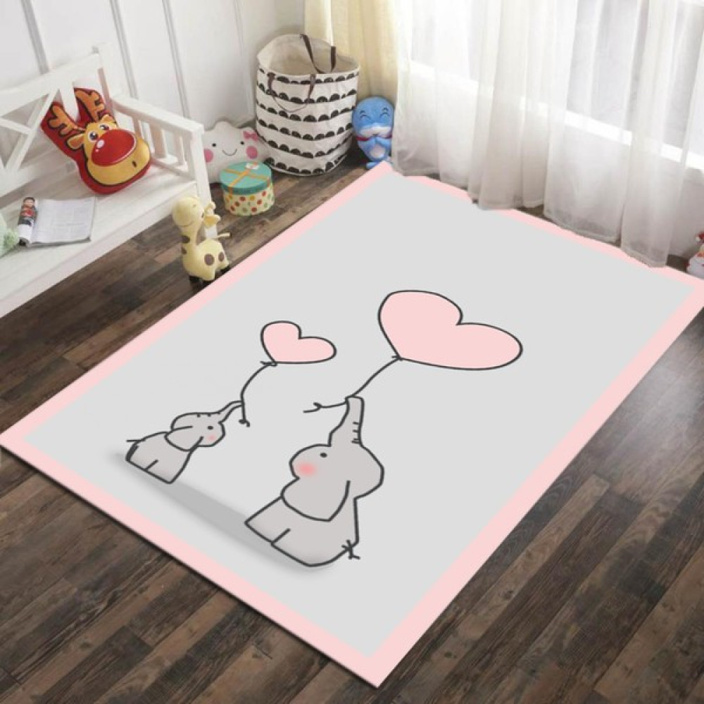 Soho Halı Yavru Fil Kalpli Balon Figürlü Çocuk Odası Halısı - Bej - 80 x 150 cm Bebek Odası Halı Fiyatı