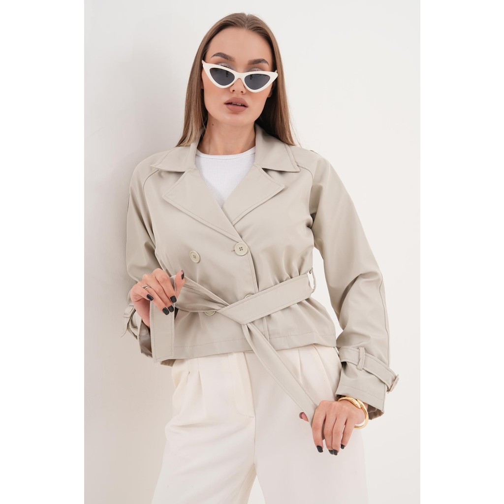 Soi Fashion Kuşaklı Astarlı Kısa Trençkot Taş Evcil Hayvan Ürünleri Fiyatı