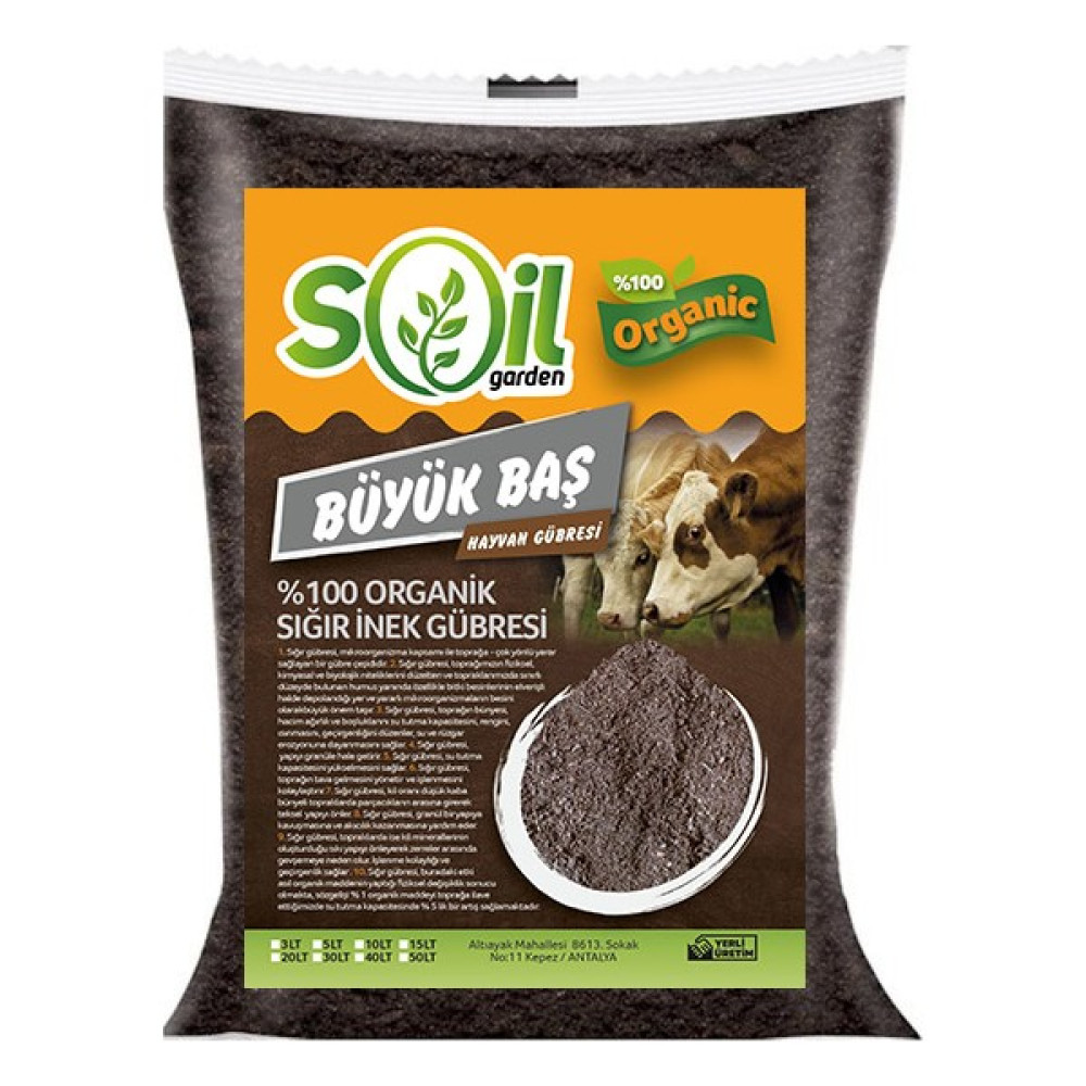 Soil Garden %100 Organik Hayvansal Gübre 40 lt Büyük Baş Hayvan Gübresi Gübre Fiyatı