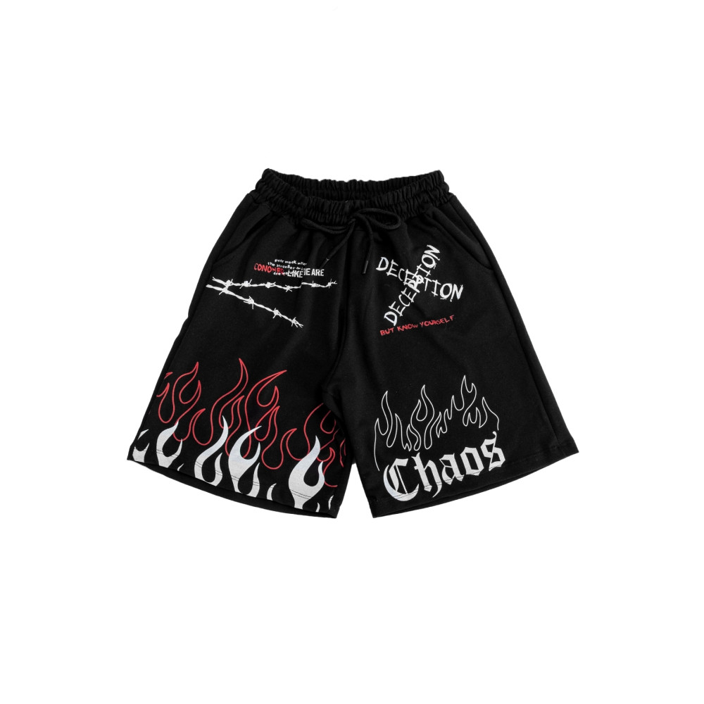 Sokak Butik Chaos Karma Baskılı Unisex Siyah Şort S Beden Erkek Şort Fiyatı