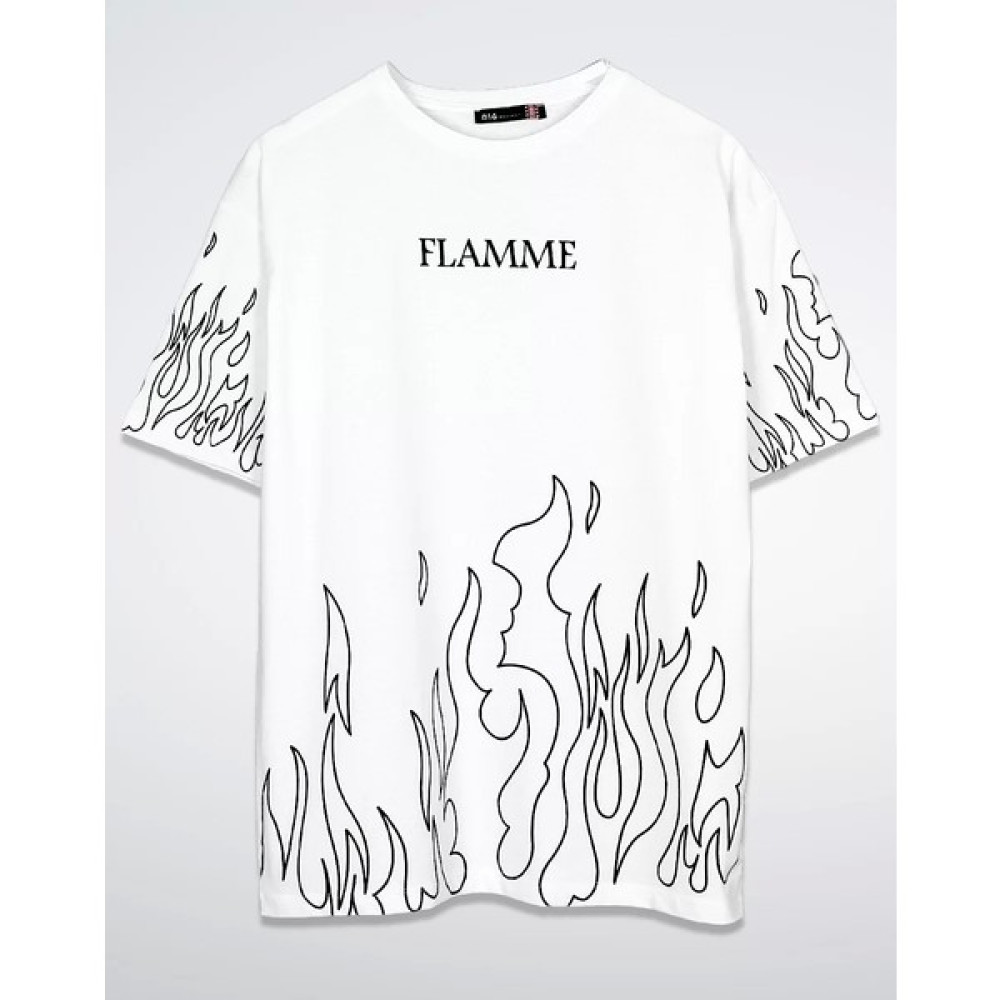 Sokak Butik Ty Flamme Baskılı Beyaz Unisex Tshirt Erkek T-shirt Fiyatı