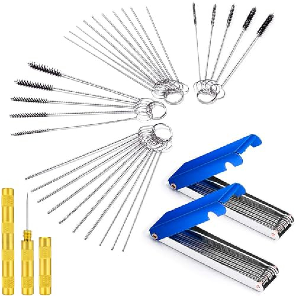 SOKOSEY Carburetor Cleaning Kit, Carbon Dirt Jet Remove Cleaner, 26 Cleaning Wires Set, 20 Cleaning Needles 10Nylon Brushes 2 Sharp Pick, For Motorcycle ATV Moped Welder Carb