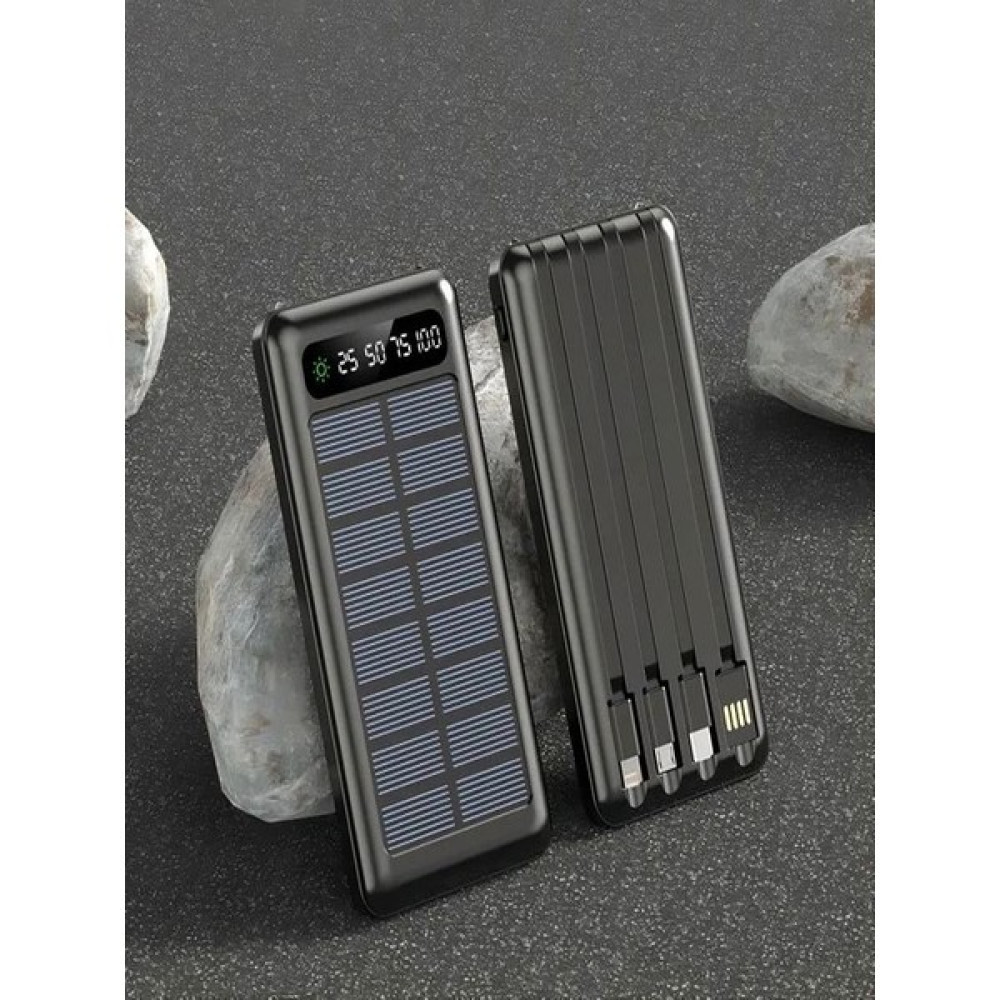 Solar Edition 10.000 mAh Dijital Ekranlı Powerbank Siyah Fenerli 2USB, Lcd, Mikro, Lightning, Type-c Taşınabilir Şarj Cihazı - Powerbank Fiyatı