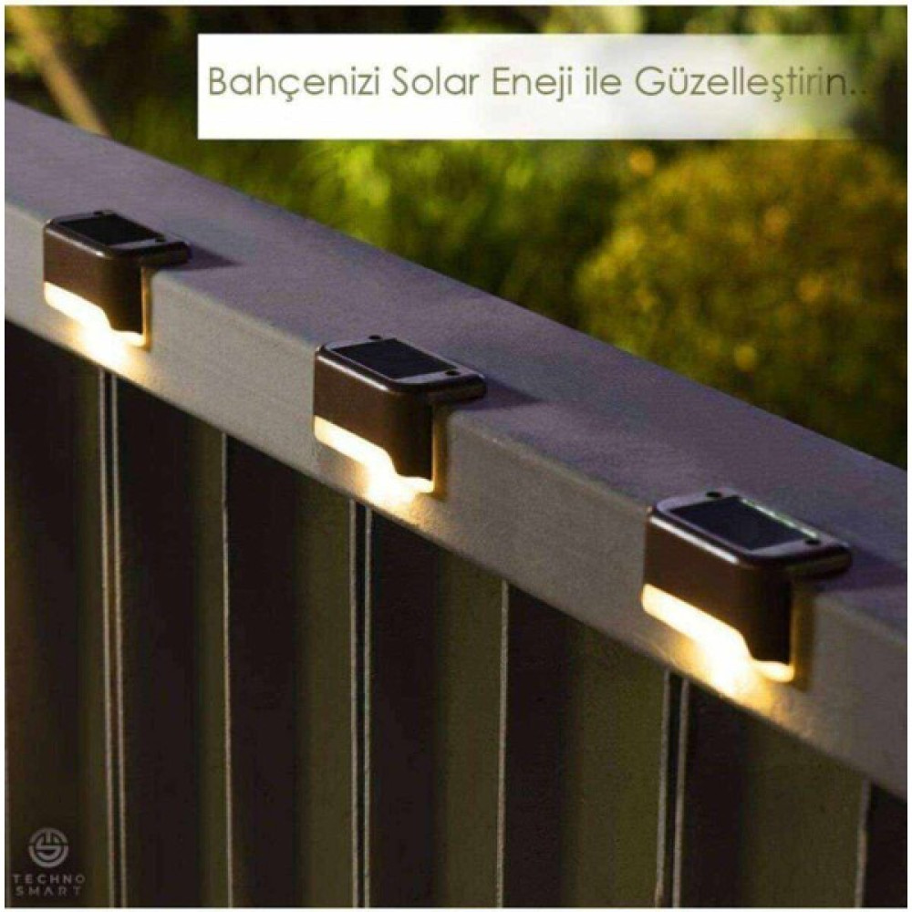 Solar Güneş Enerjili Köşebent Merdiven Veranda Bahçe LED Lamba 4 Lü Set Dekoratif Bahçe Ürünleri Fiyatı