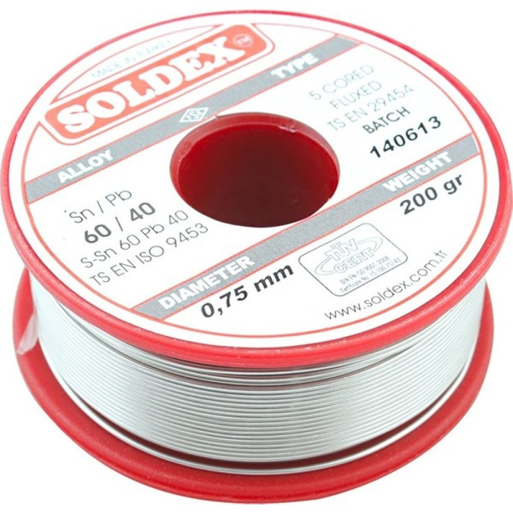 Soldex 200 gr Lehim İnce 075 mm SN60 PB40 (4767) - NEF1204-4265 Oto Boyaları Fiyatı