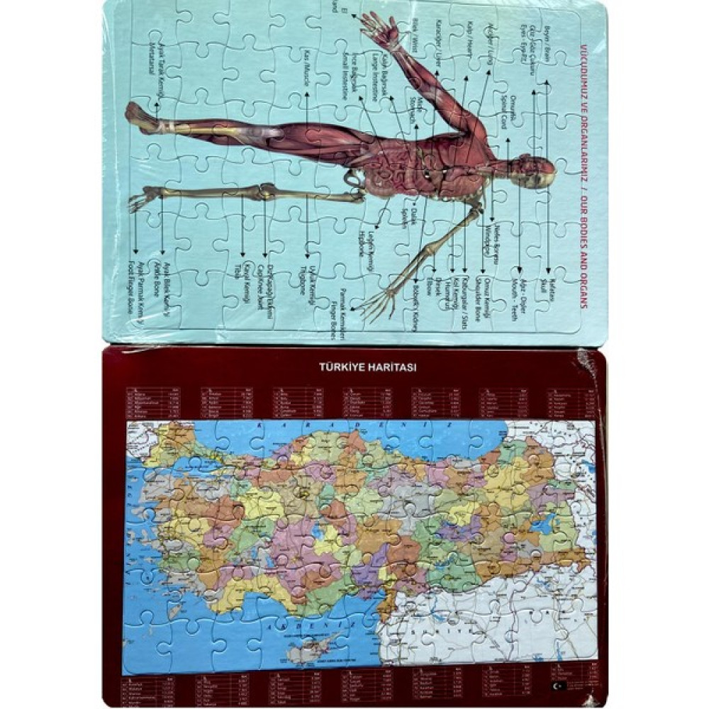 Sole 2'li Puzzle Set Türkiye Haritası 50 Parça ve Insan Anatomisi 60 Parça - 44 Puzzle & Aksesuarları Fiyatı