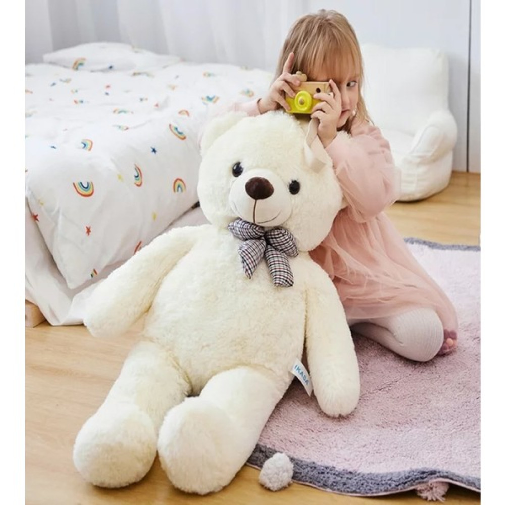 Sole 80 cm Papyonlu Sevimli Peluş Ayıcık - % 100 Yerli Pelüş Ayı... - Beyaz Peluş Oyuncaklar Fiyatı