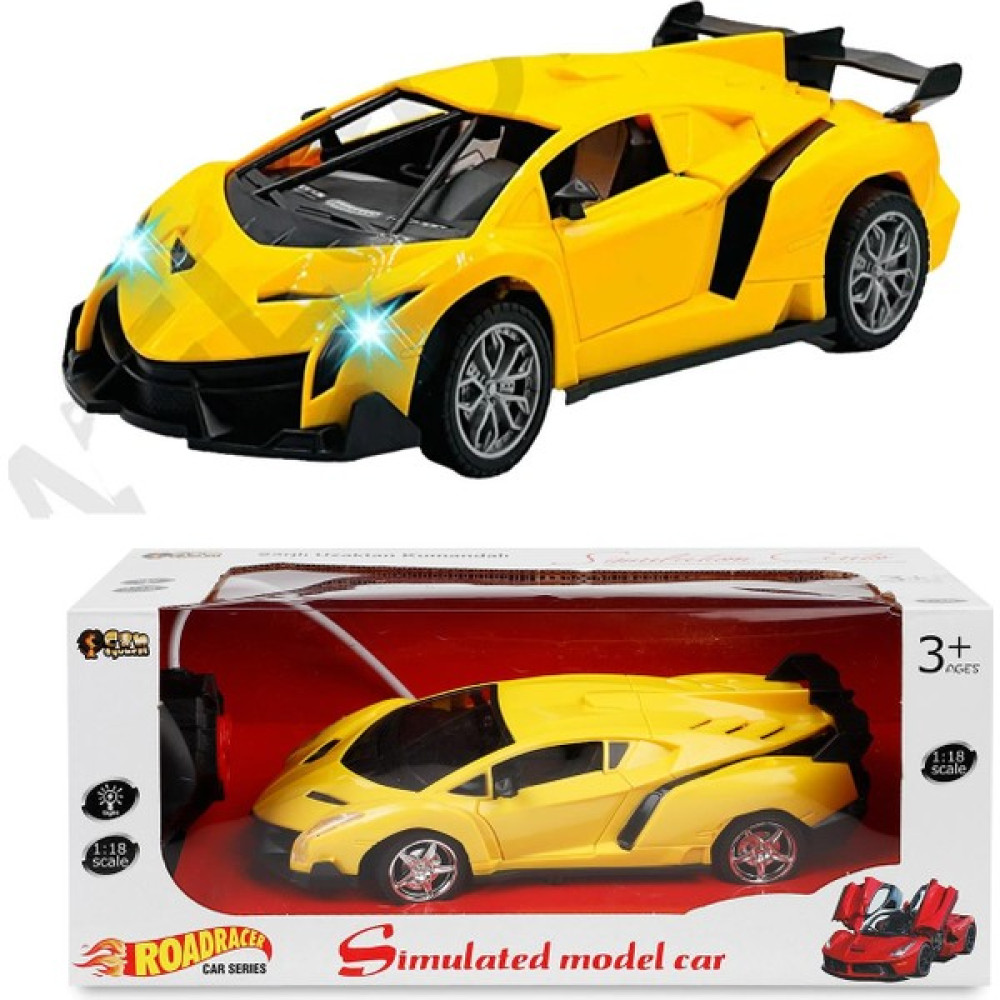 Sole Şarjlı, Kumandalı Spor Lamborghini, Farları Yanar- Kapısı Açılır Spor Araba 1:18 - Sarı Oyuncak Araç Fiyatı